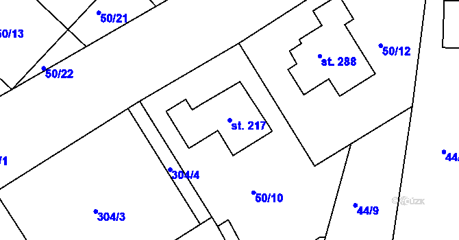 Parcela st. 217 v KÚ Tašovice, Katastrální mapa