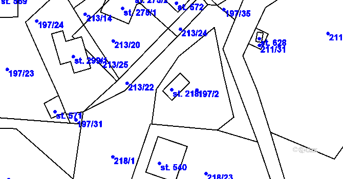 Parcela st. 218 v KÚ Tašovice, Katastrální mapa