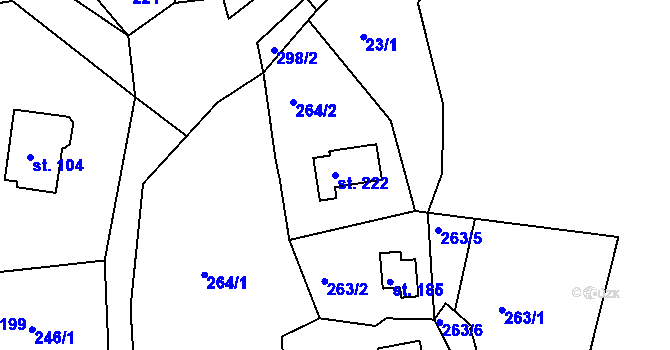 Parcela st. 222 v KÚ Tašovice, Katastrální mapa