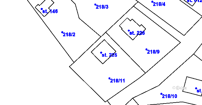 Parcela st. 225 v KÚ Tašovice, Katastrální mapa