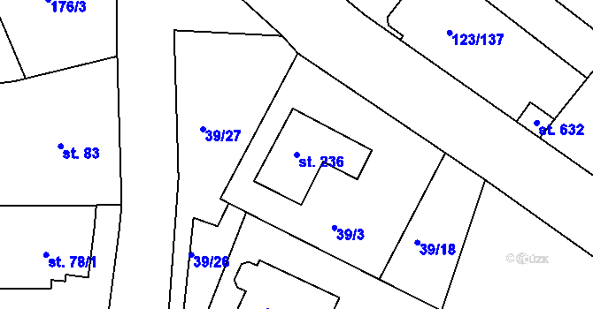 Parcela st. 236 v KÚ Tašovice, Katastrální mapa