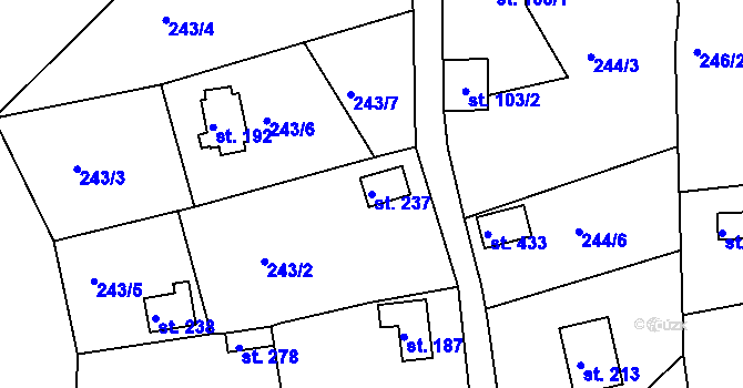 Parcela st. 237 v KÚ Tašovice, Katastrální mapa
