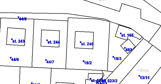 Parcela st. 245 v KÚ Tašovice, Katastrální mapa