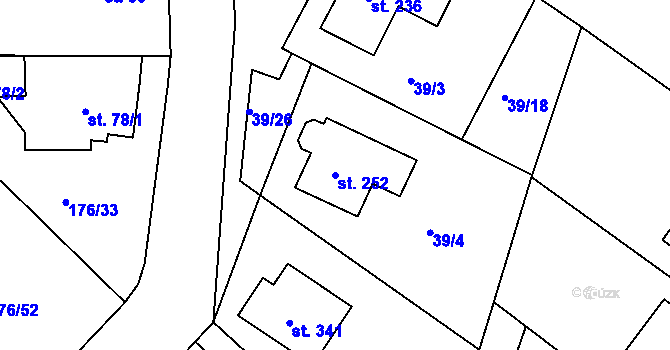 Parcela st. 252 v KÚ Tašovice, Katastrální mapa