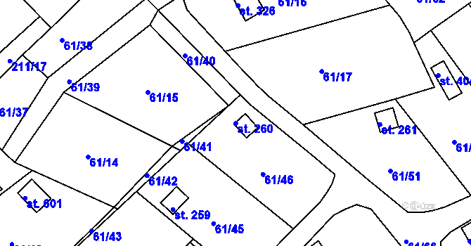Parcela st. 260 v KÚ Tašovice, Katastrální mapa
