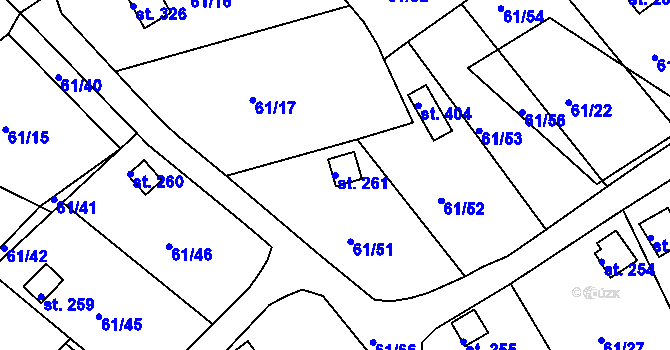 Parcela st. 261 v KÚ Tašovice, Katastrální mapa