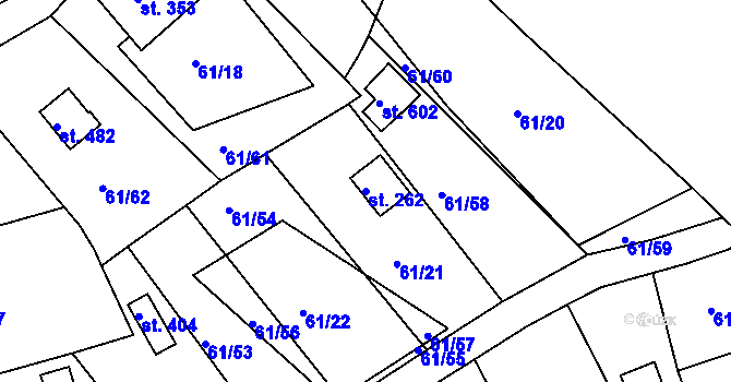 Parcela st. 262 v KÚ Tašovice, Katastrální mapa