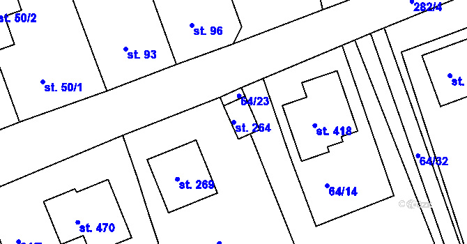 Parcela st. 264 v KÚ Tašovice, Katastrální mapa