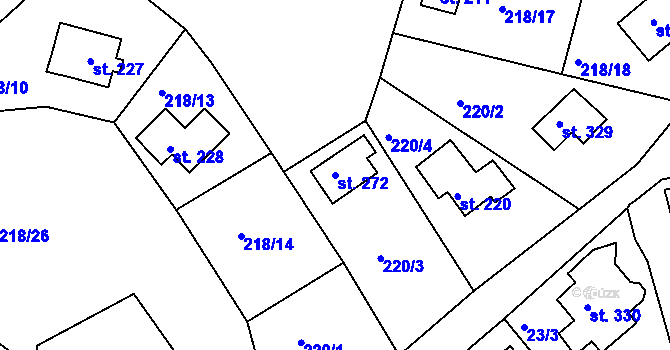 Parcela st. 272 v KÚ Tašovice, Katastrální mapa