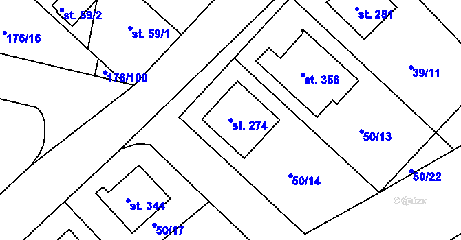 Parcela st. 274 v KÚ Tašovice, Katastrální mapa