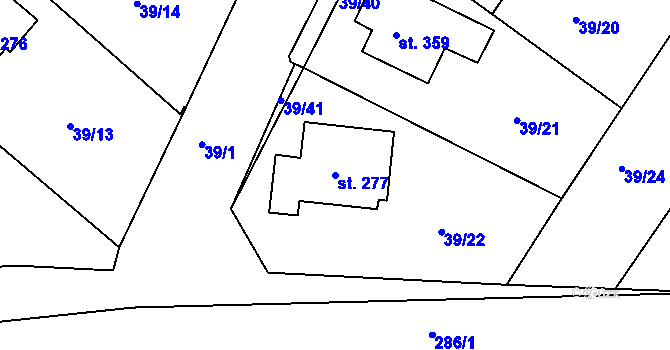 Parcela st. 277 v KÚ Tašovice, Katastrální mapa