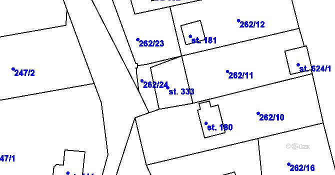 Parcela st. 333 v KÚ Tašovice, Katastrální mapa
