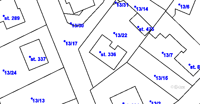 Parcela st. 336 v KÚ Tašovice, Katastrální mapa