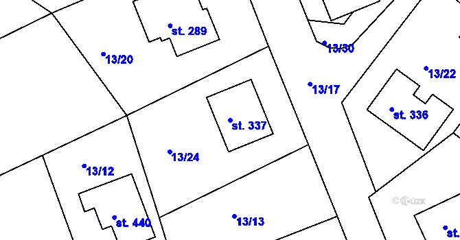 Parcela st. 337 v KÚ Tašovice, Katastrální mapa