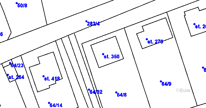 Parcela st. 350 v KÚ Tašovice, Katastrální mapa