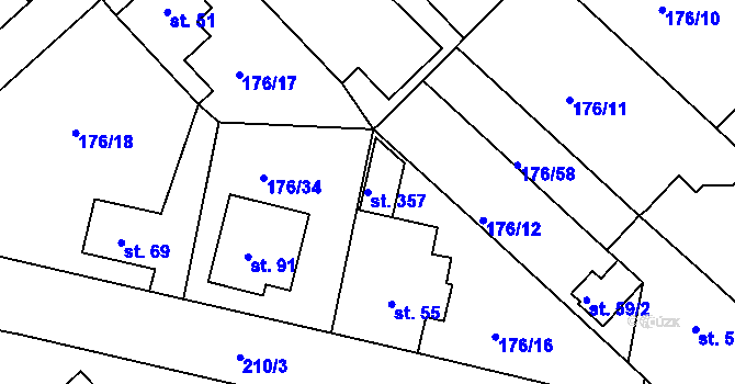 Parcela st. 357 v KÚ Tašovice, Katastrální mapa