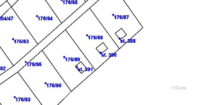 Parcela st. 390 v KÚ Tašovice, Katastrální mapa