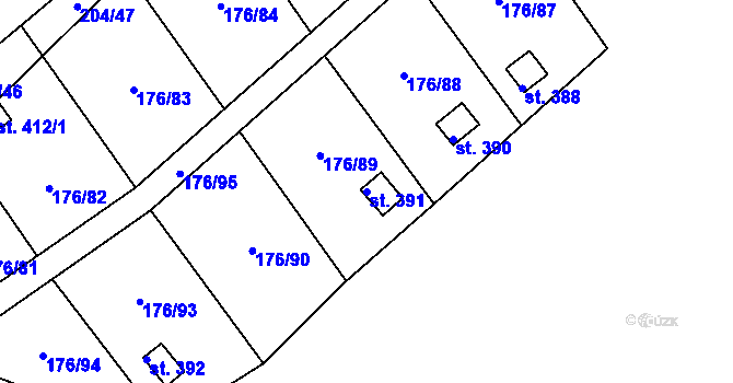 Parcela st. 391 v KÚ Tašovice, Katastrální mapa