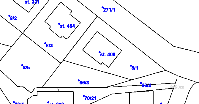 Parcela st. 409 v KÚ Tašovice, Katastrální mapa