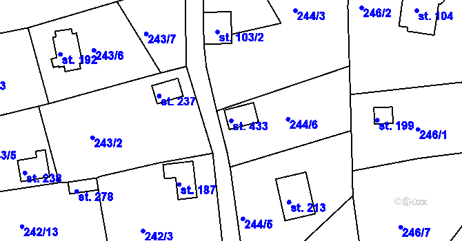 Parcela st. 433 v KÚ Tašovice, Katastrální mapa