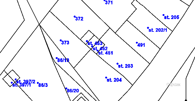 Parcela st. 451 v KÚ Tašovice, Katastrální mapa