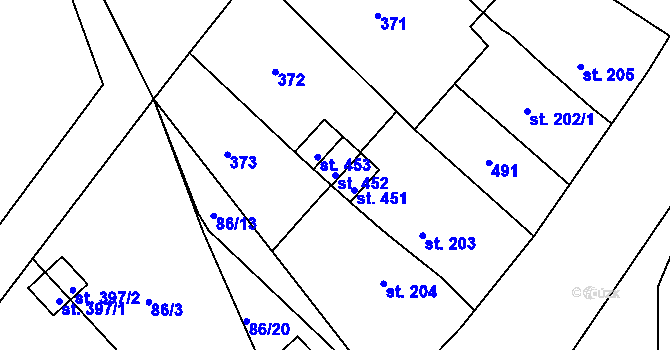 Parcela st. 452 v KÚ Tašovice, Katastrální mapa