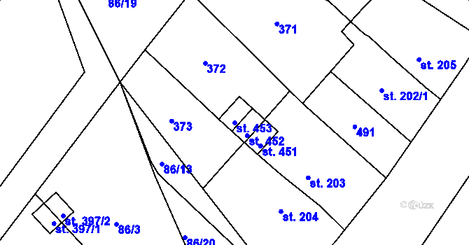 Parcela st. 453 v KÚ Tašovice, Katastrální mapa