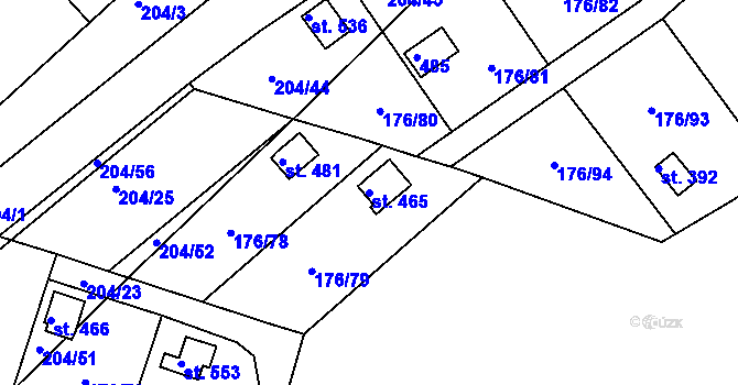 Parcela st. 465 v KÚ Tašovice, Katastrální mapa