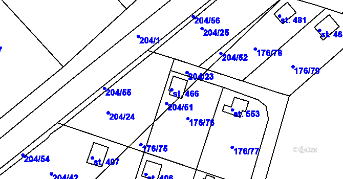 Parcela st. 466 v KÚ Tašovice, Katastrální mapa