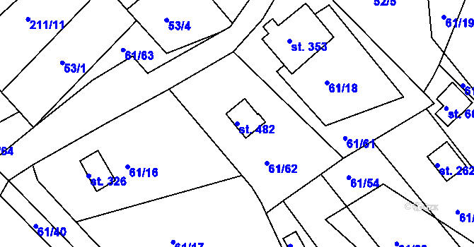 Parcela st. 482 v KÚ Tašovice, Katastrální mapa