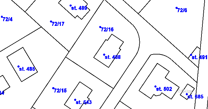 Parcela st. 488 v KÚ Tašovice, Katastrální mapa