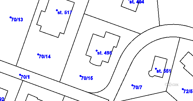 Parcela st. 495 v KÚ Tašovice, Katastrální mapa