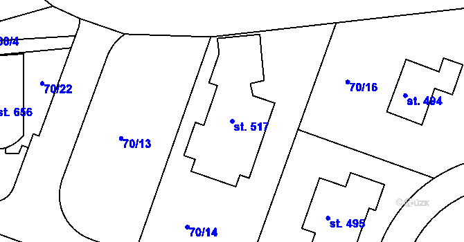 Parcela st. 517 v KÚ Tašovice, Katastrální mapa