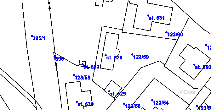 Parcela st. 528 v KÚ Tašovice, Katastrální mapa