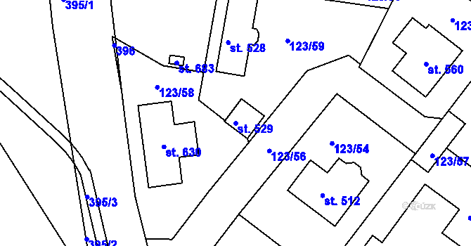 Parcela st. 529 v KÚ Tašovice, Katastrální mapa
