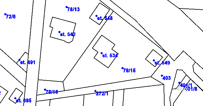 Parcela st. 534 v KÚ Tašovice, Katastrální mapa