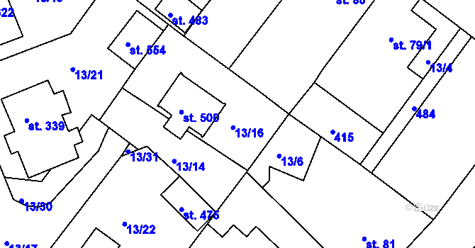 Parcela st. 13/16 v KÚ Tašovice, Katastrální mapa