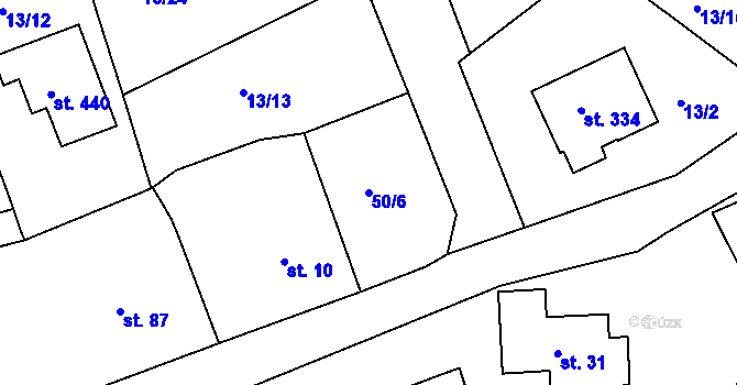 Parcela st. 50/6 v KÚ Tašovice, Katastrální mapa