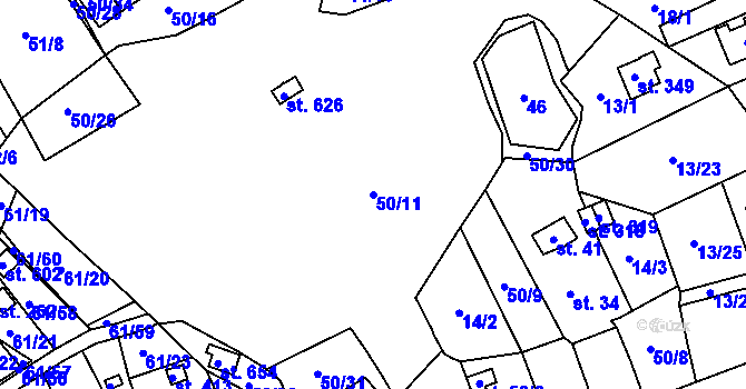 Parcela st. 50/11 v KÚ Tašovice, Katastrální mapa