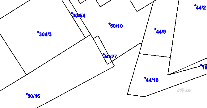 Parcela st. 50/27 v KÚ Tašovice, Katastrální mapa