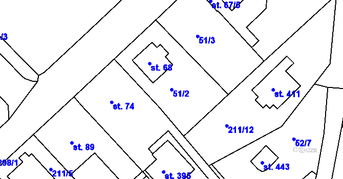 Parcela st. 51/2 v KÚ Tašovice, Katastrální mapa