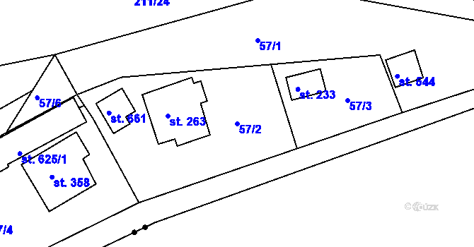 Parcela st. 57/2 v KÚ Tašovice, Katastrální mapa