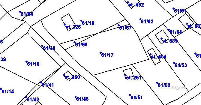 Parcela st. 61/17 v KÚ Tašovice, Katastrální mapa