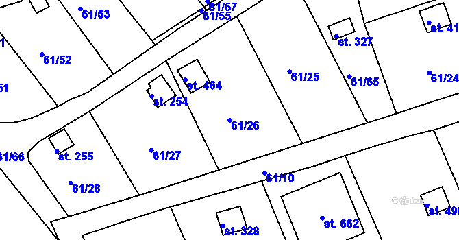 Parcela st. 61/26 v KÚ Tašovice, Katastrální mapa