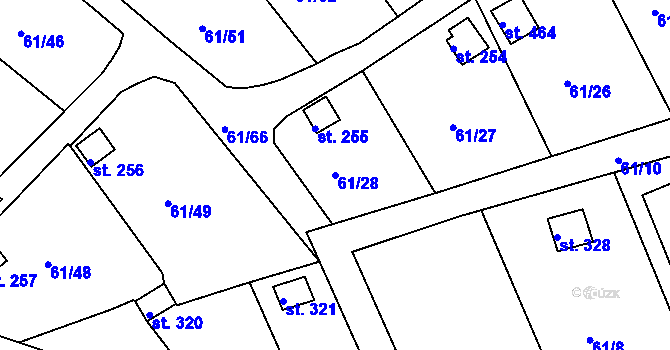 Parcela st. 61/28 v KÚ Tašovice, Katastrální mapa