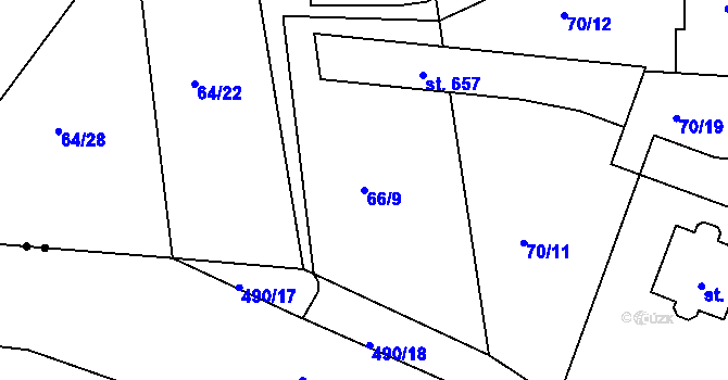 Parcela st. 66/9 v KÚ Tašovice, Katastrální mapa