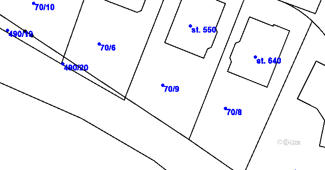Parcela st. 70/9 v KÚ Tašovice, Katastrální mapa