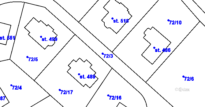 Parcela st. 72/3 v KÚ Tašovice, Katastrální mapa