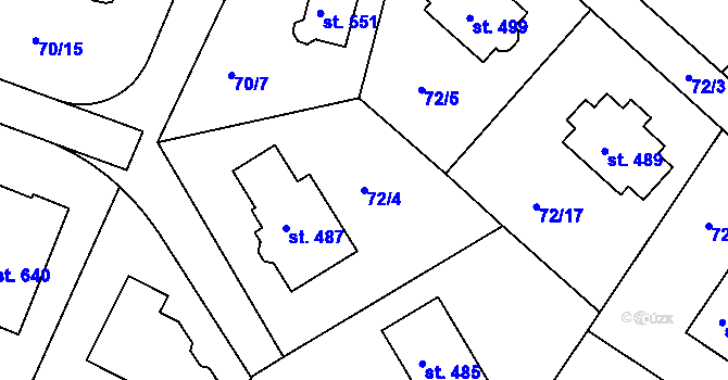 Parcela st. 72/4 v KÚ Tašovice, Katastrální mapa