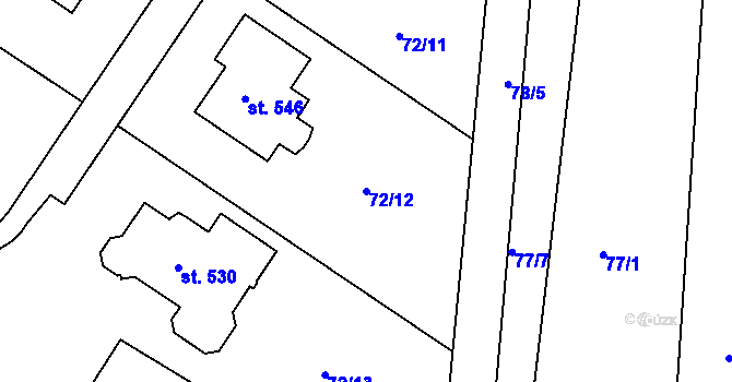 Parcela st. 72/12 v KÚ Tašovice, Katastrální mapa